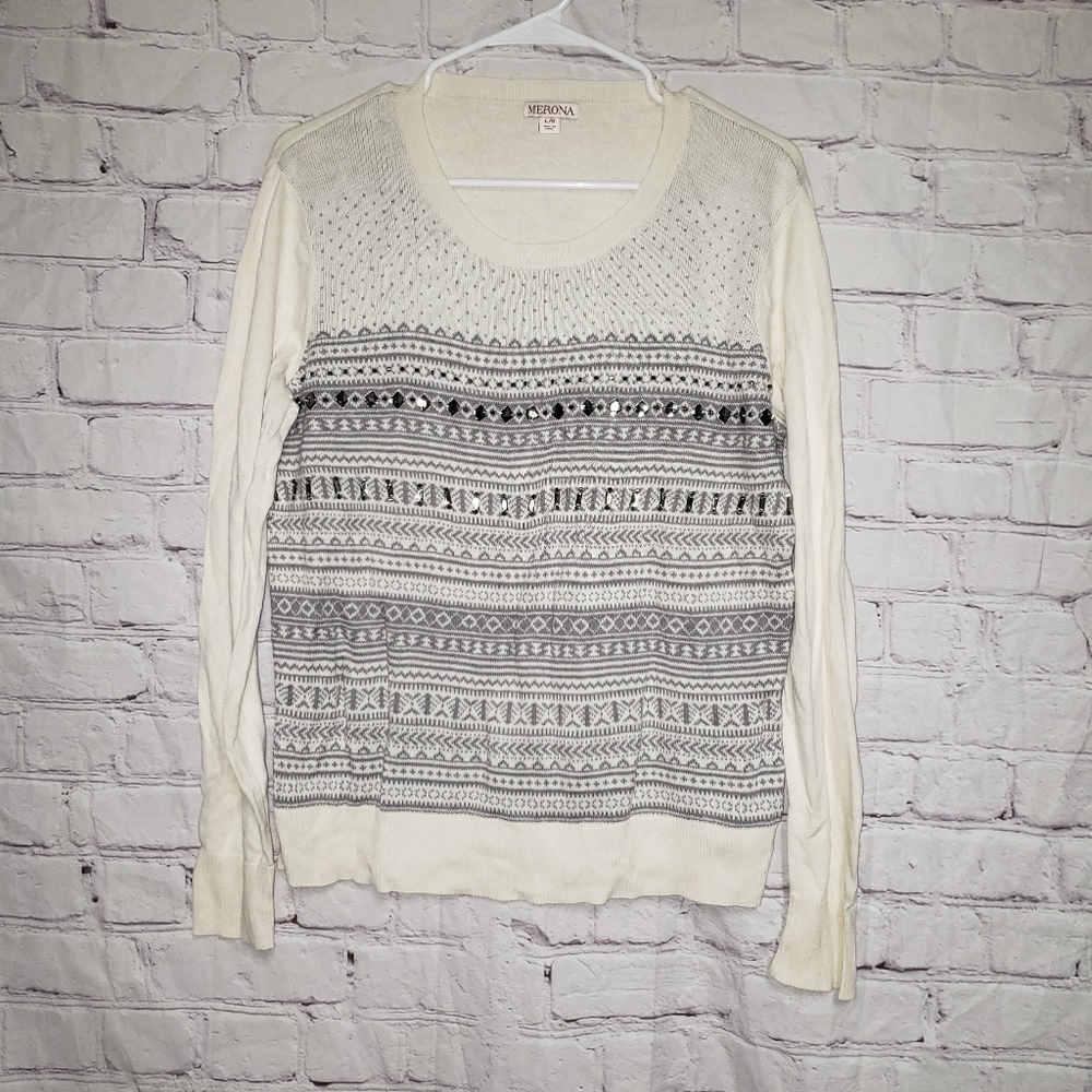 🧡MERONA Embellished Crew Neck Sweater